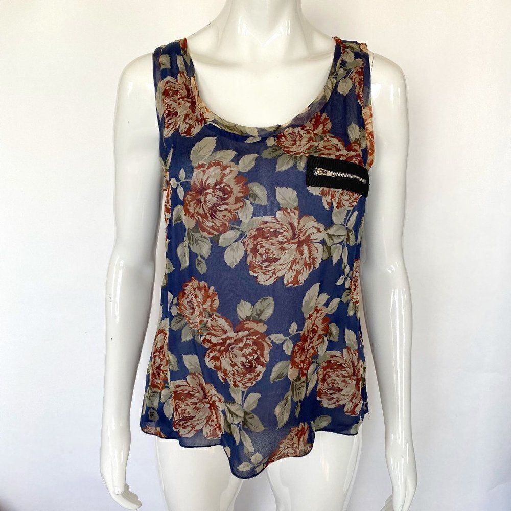Alisha Levine for Coop Floral Flowy Silk Tank Top